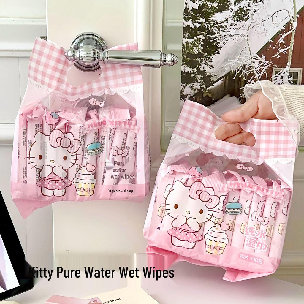 Sanrio Hello Kitty Baby Feuchttücher - Tragbare Packung für die Hand- und Mundreinigung