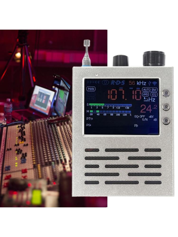 Full Bands Wireless Portable TEF6686 Radio Receiver LCD Display with Rechargeable Battery & Metal Case for Household