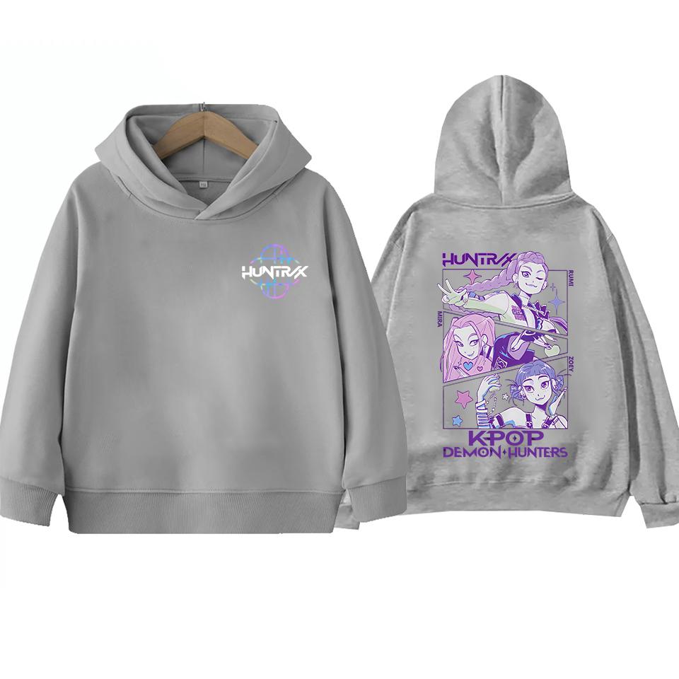 

Girls Hooded Sweatshirt Warm Rumi Cute KPop Demon Hunter Cartoon Children s Wave Fashion Casual Tops Casual Black Pink Clothing 100