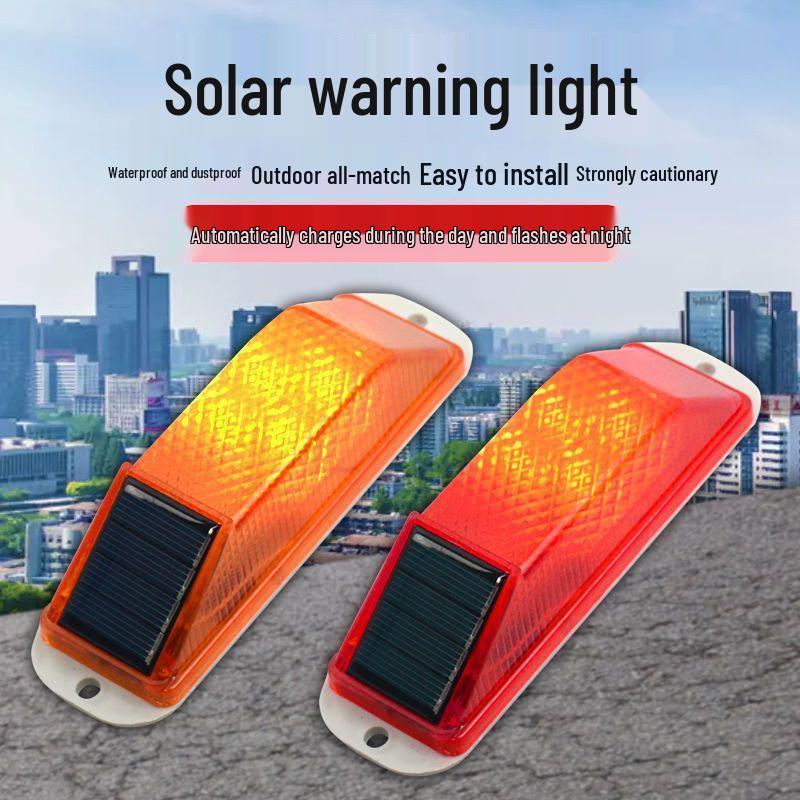 LED Solar Flashing Road Warning Light for Nighttime Traffic Safety