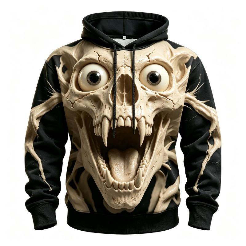 Bluza z kapturem Joker Clown Męska Ciemny Grunge Plamy Tekst Uśmiech Śmiej się Więcej Sznurek Luźna Codzienna Bluza z kapturem