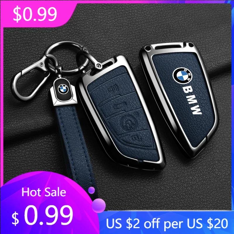 FYWH1 For BMW Leather Car Remote Key Case Cover Shell Fob For BMW X1 X3 X5 X6 X7 1 3 5 6 7 Series G20 G30 G11 F15 F16 G01 G02 F48 Key