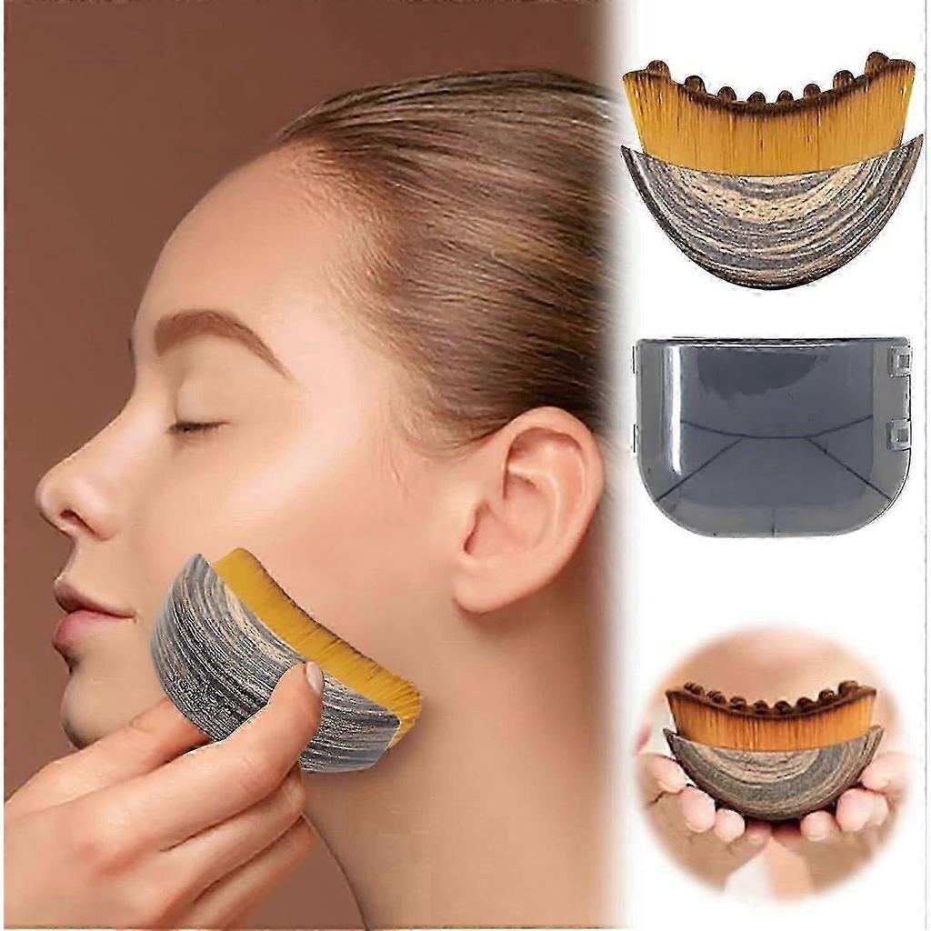 Lymphatic Contour Face Brush, Dry Brushing Massager for Face, Chin & Jawline Sculpting, Portable Lymphatic Drainage Makeup Brush