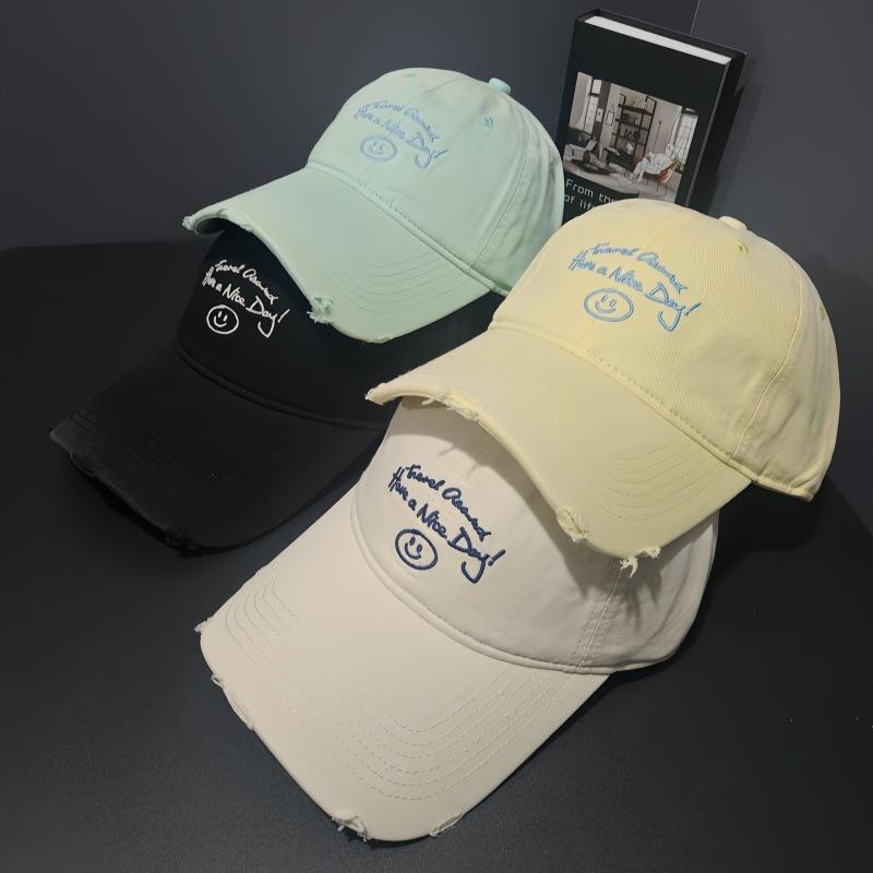 Spring and Summer New Letter Embroidery Hole Soft Top Baseball Cap Children Small Fresh Simple Curved Brim Cap Couple Tide