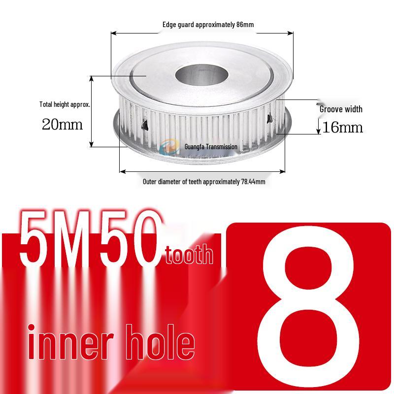 Dual-Sided Flat Timing Pulley: 5M50 Teeth, Width Options 11/16/21/27AF, Bore Size 8-30.