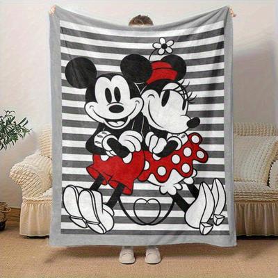 1 ks, Útulná deka s Mickeym a Minnie pro domácí dekoraci: Perfektní dárek do ložnice, obývacího pokoje, na cesty, kempování, do auta