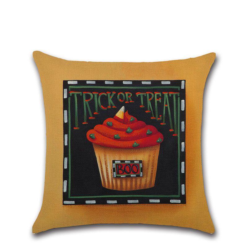 Pumpkin Cake Linen Pillowcase For Halloween Home Decoration**