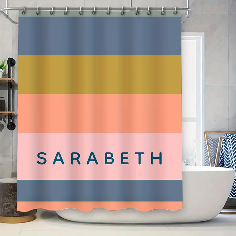 

Blue Yellow Coral Shower Curtain Customized with Name for Bathroom Decor Personalized Waterproof Fabric Shower Curtains by Size 90x180cm