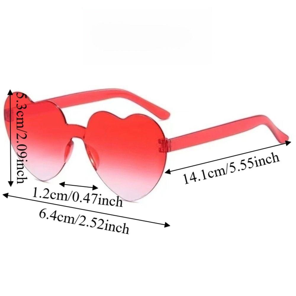 Fashion Love Heart Shape Sunglasses Trendy UV Protection Rimless Frame Shades Stylish Unique Colorful Gradient Sunglasses Women