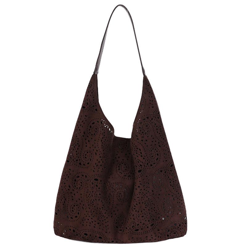 IELGY Ladies Tote Bag Simple Large Capacity Deerskin Velvet Hollow Shoulder Bag