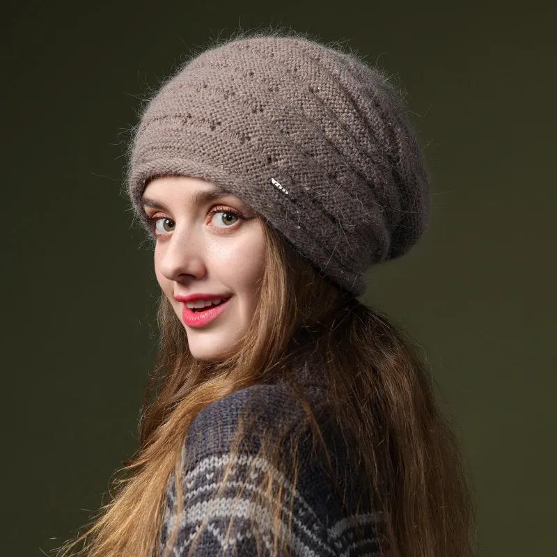 WTEMPO Autumn Winter Woolen Warm Beanie Hats Women's Elegant Large Size Versatile Knitted Hats Warm Beret Mother Hats