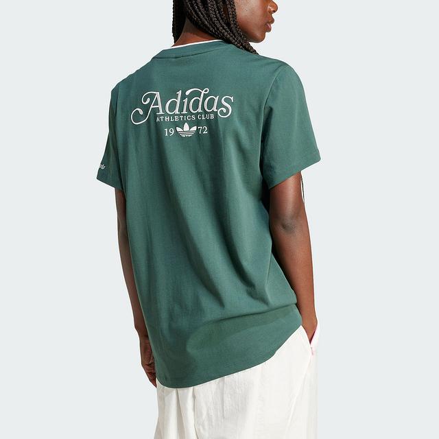 adidas Originals Alphabet Mini-Logo Bequemes Sportliches Atmungsaktives Kurzarm-T-Shirt Damen Oberteile Grün IX3540