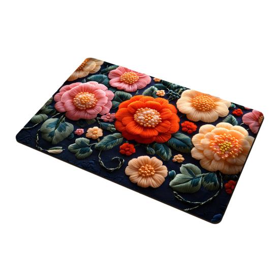 Bodenmatte Schnelltrocknend Lebendige Farbe Blumendesign Rutschfeste Rückseite Teppich Badezimmer Wohnzimmer Fußmatte Heimdekor