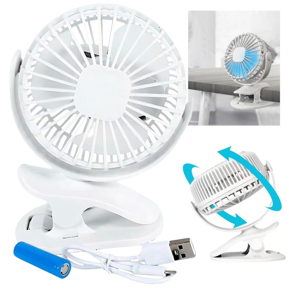 LED fan clip standing desk white illuminated usb fan