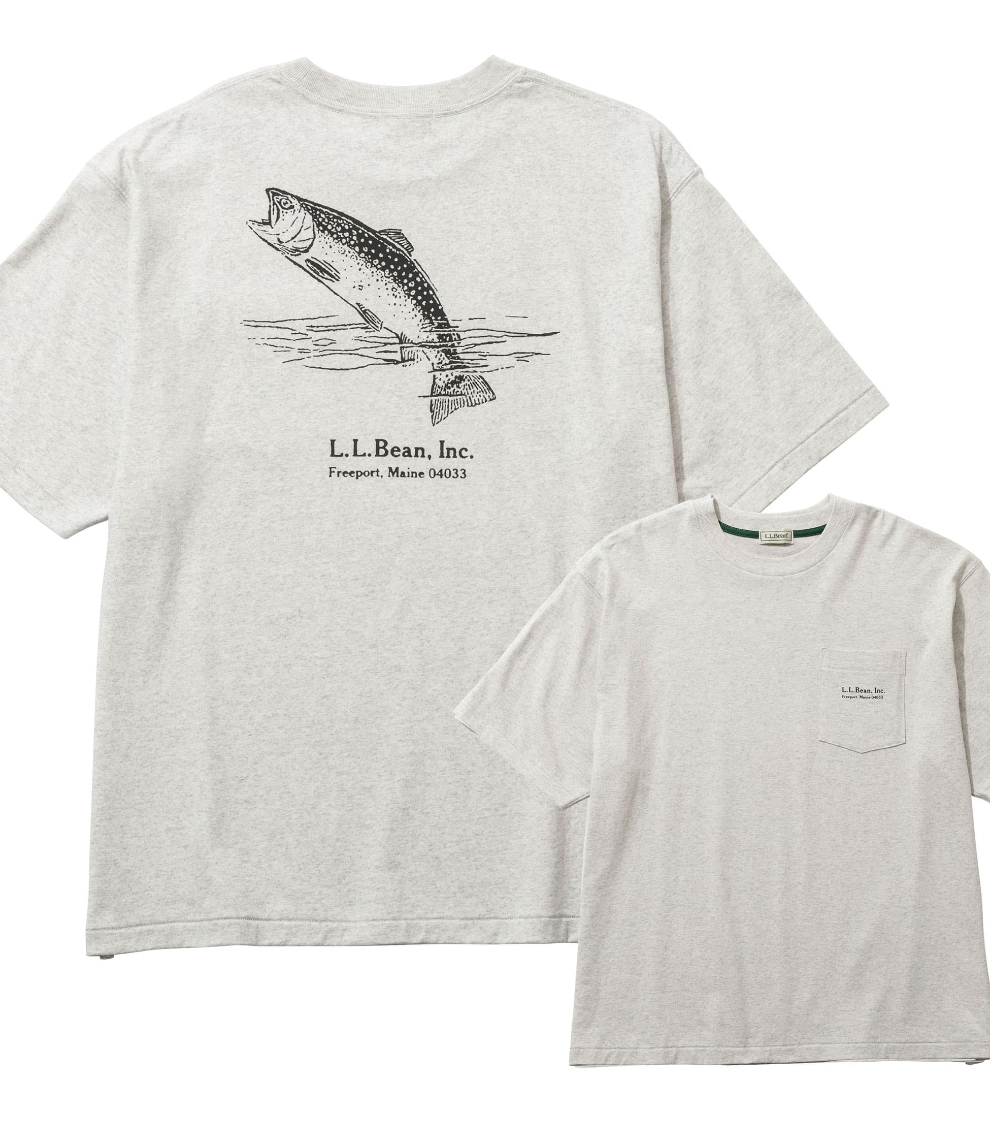 

[L.L.Bean] Мужская футболка Morrill с коротким рукавом и принтом с животными, Размер L, Форель, Белый, CK04209006
