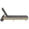 Sun Lounger with Wheels and Cushion Light Grey Poly Rattan