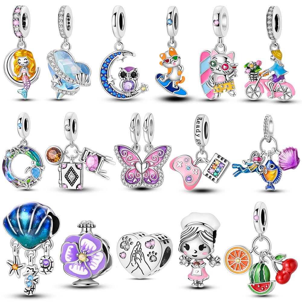 Copper Plated Charms Beads For Bracelet Diy Bakery Girl Sea Shell Charms Fit Original Pendant Dangle Women Fine Jewelry