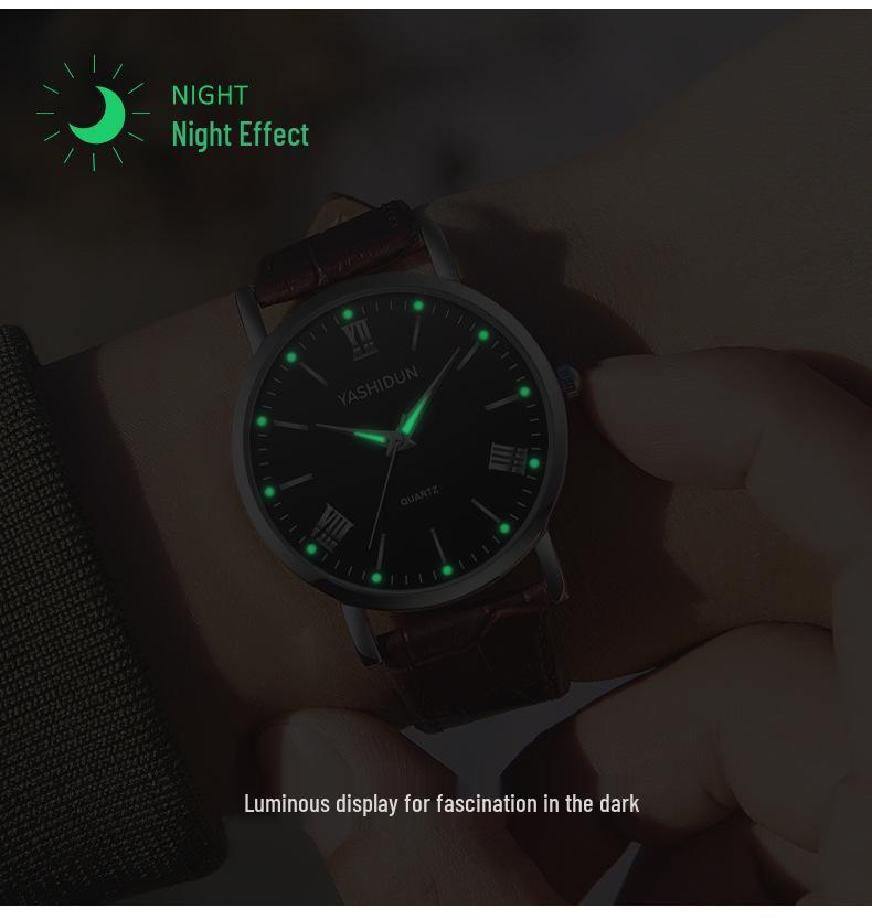 Luminous Quartz Watches: Stylish Men's, Women's & Couple's Waterproof Designs with Steel or Leather Bands