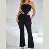 Women's Summer Elegant Slim Bodysuit Top Flared Pants Set