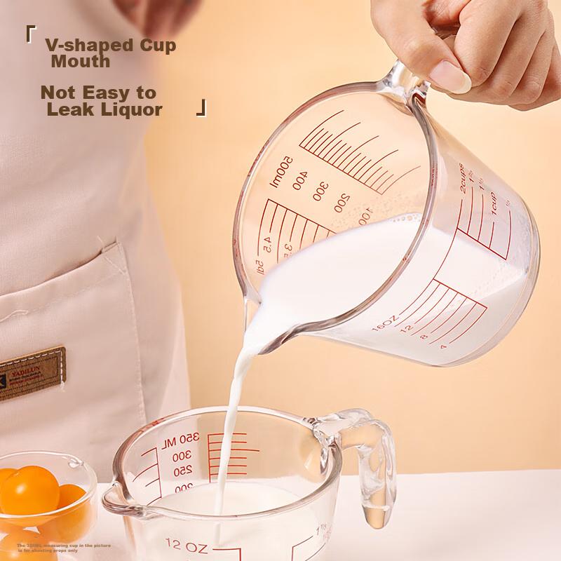 Baijie Measuring Cup, Food-Grade Glass Measuring Cup, 500ML, Graduated Cup, Egg Liquid Filter Measuring Cup, Baking Filter Measuring Cup, Milk Cup