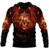 Autumn Vintage Hoodie Men Skull Flaming Graphic 3D Print Hip Hop Style Casual Men's Long Sleeve Oversize Comfortable Clothing