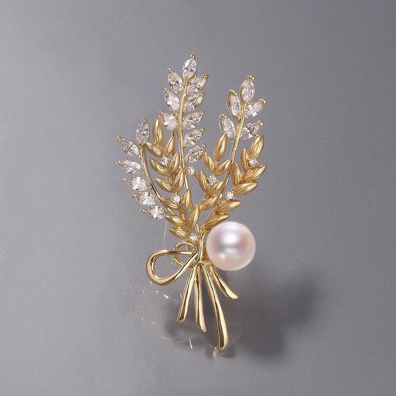

Винтажная брошь в виде колоска пшеницы для женщин, элегантная жемчужная брошь, брошь с легкой роскошью и нишевым дизайном