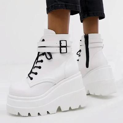 Fashion Winter Fashion High Platform Boots Leather High Wedges Ankle Boots Women 2024 New Female Punk Style High Heels Shoes for Woman20