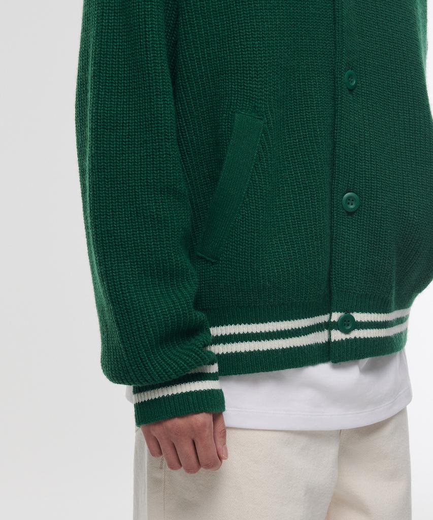 Musinsa Standard Varsity Knit Cardigan [Green/Cream]