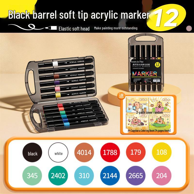 Kleine schwarze Box Acryl-Softspitzen-Markerstift für Kunstprojekte von Schülern und Kleinkindern