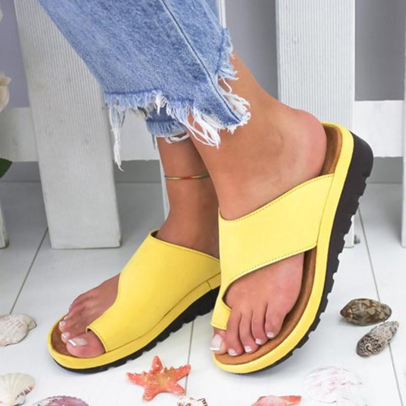 Foreign trade large size women's outer wear leather drag slope heel cover toe cool slippers women's foreign trade large size women's shoes spot 40-43