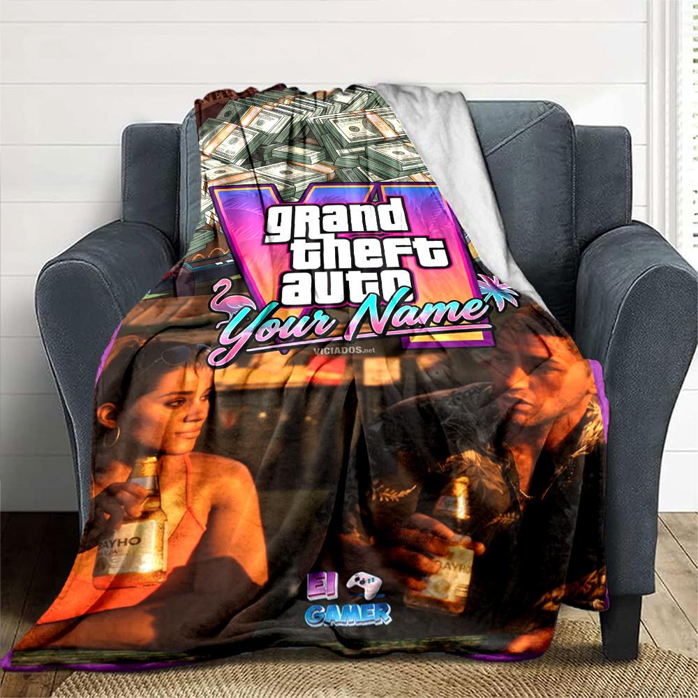 Grand Theft Auto Personalized Name Blanket Cozy Personalized Blanket Comfortable Great for Office Nap Office Chair Couch Four Seasons Multipurpose