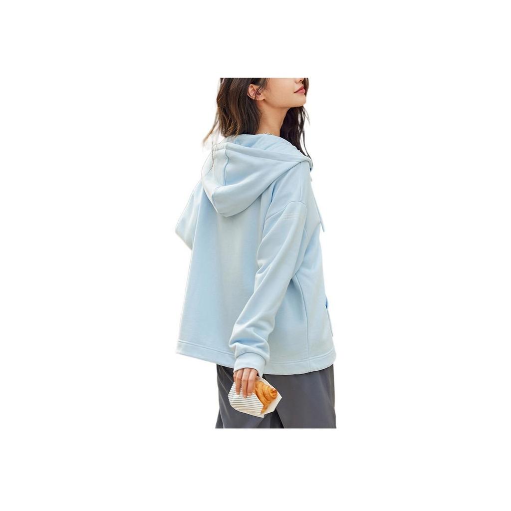Anta Lifestyle Series Letter Print Zipper Hooded Long Sleeve Sweatshirt Women sweatshirt Blue 162238711-3