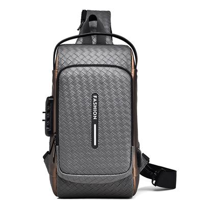 Herrenmode, lässig, gewebt, Umhängetasche, große Kapazität, Brusttasche, wasserdicht, PU-Leder, eine Schulter, Sport, Radfahren