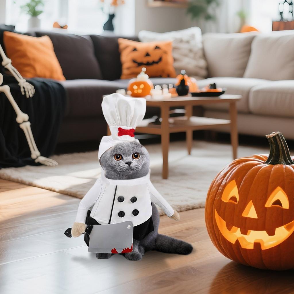 Pet Costume With Knife, Cat Funny Two-legged Clothes, Dog Clothes, Pet Funny Halloween Costume
