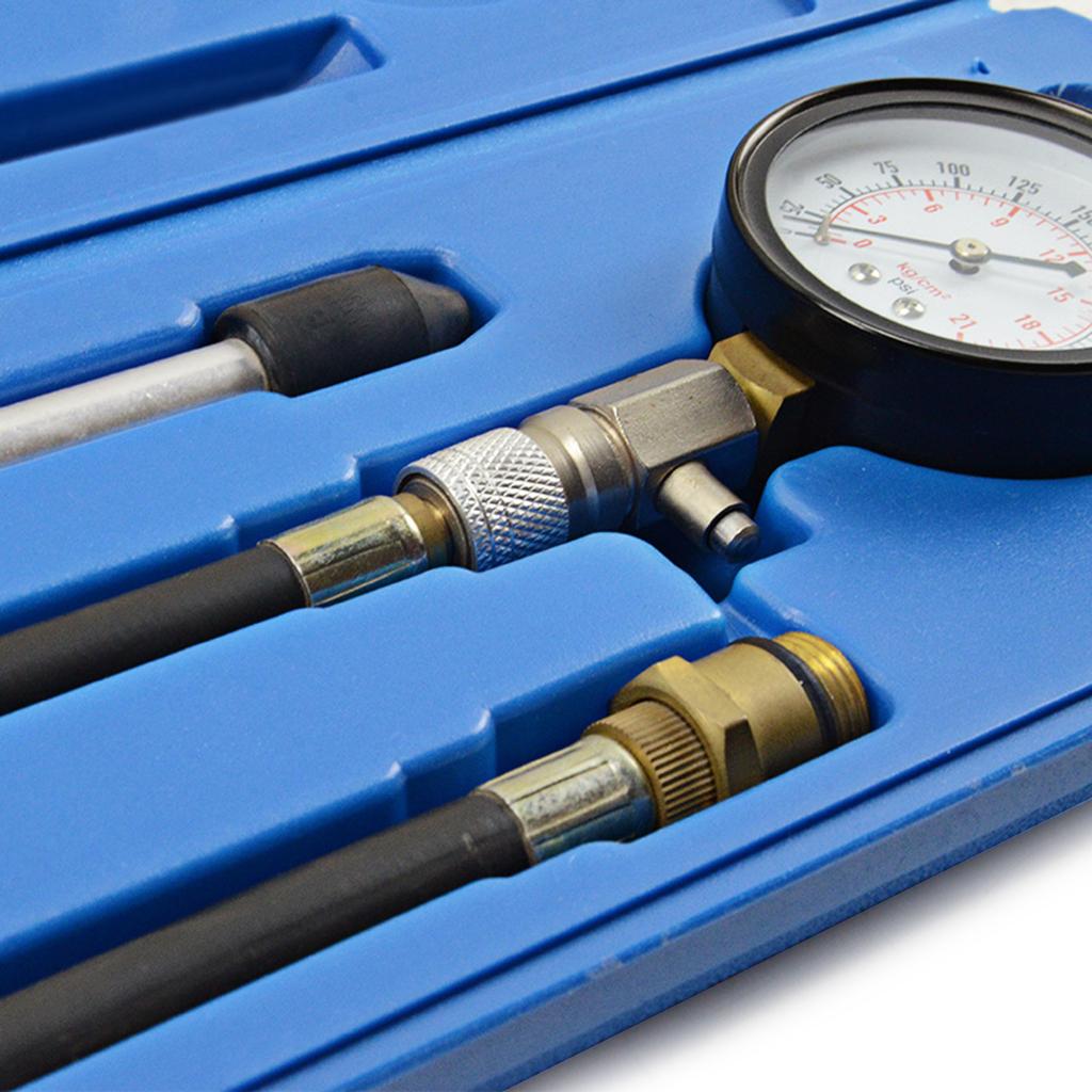 Kompressionstester-Messgerät-Set, Kompressionstester, Kompressionstester für Automotoren mit flexiblem Schlauch, M14-M18-Adapter