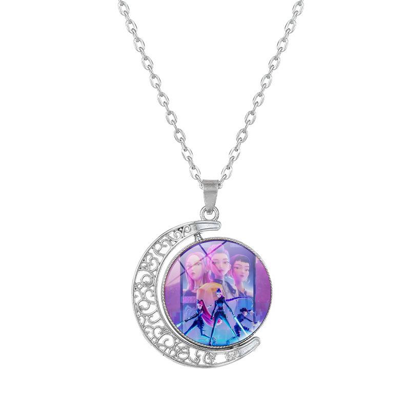 Double-Sided Rotating Moon Pendant Necklace - K-POP Demon Hunter Trio Jewelry