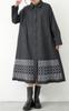 Gold Japan Plus Size Embroidered Floral Long Regular Sizes Women's Dress, Print, Sleeve, Collar, Black, L-3L, Goldy-1429