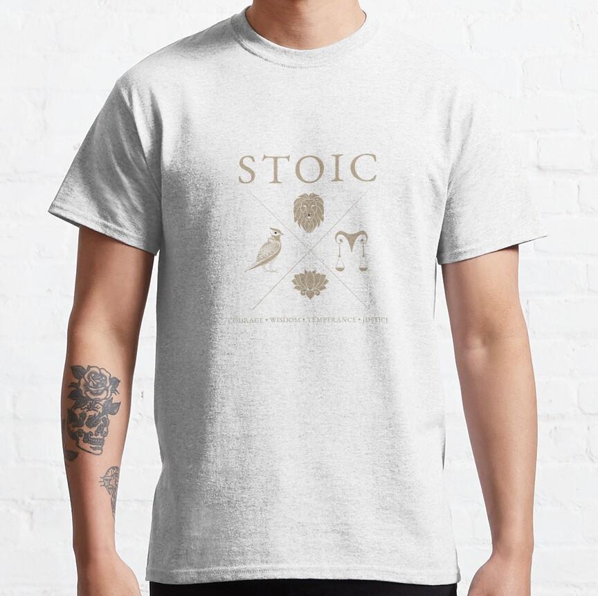 Stoizismus, stoische Tugenden, Mut, Weisheit, Mäßigung und Gerechtigkeit Stoizismus Team Stoischer Humor Grafik T-Shirts Übergrößen Oberteile