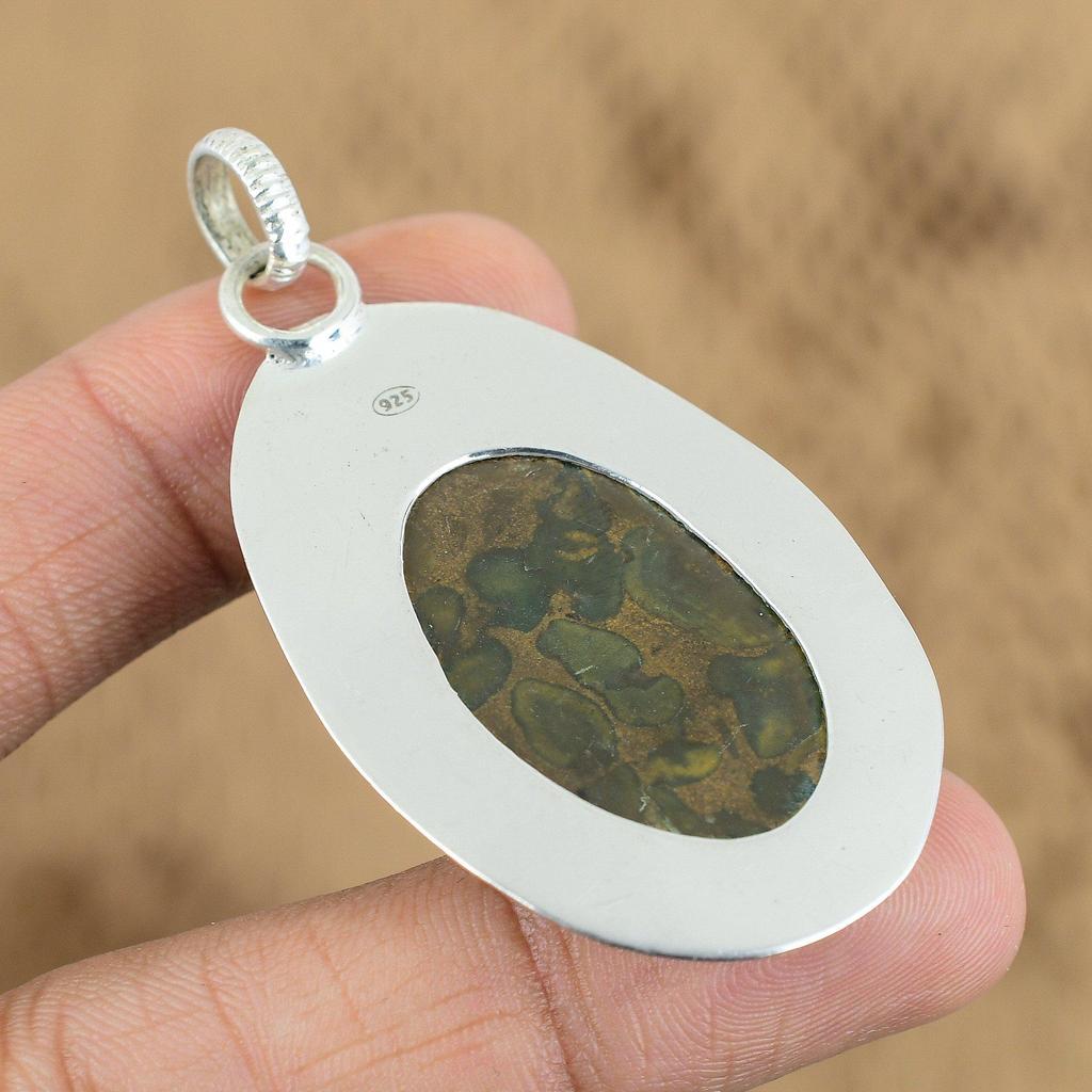Mothers Day Deal Rainforest Jasper Gemstone Wife Flower New Pendant 925 Silver