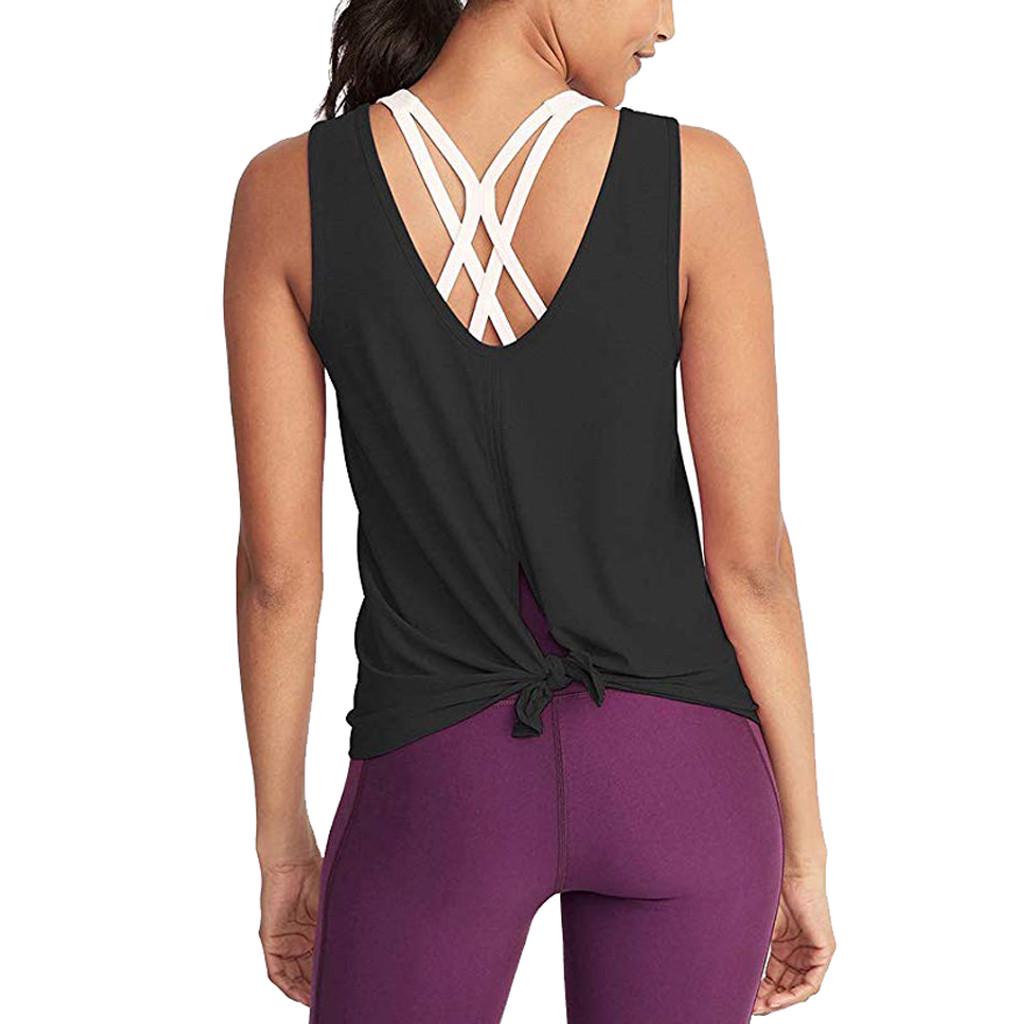 Women Cute Workout Yoga Top Deep V Cut 
