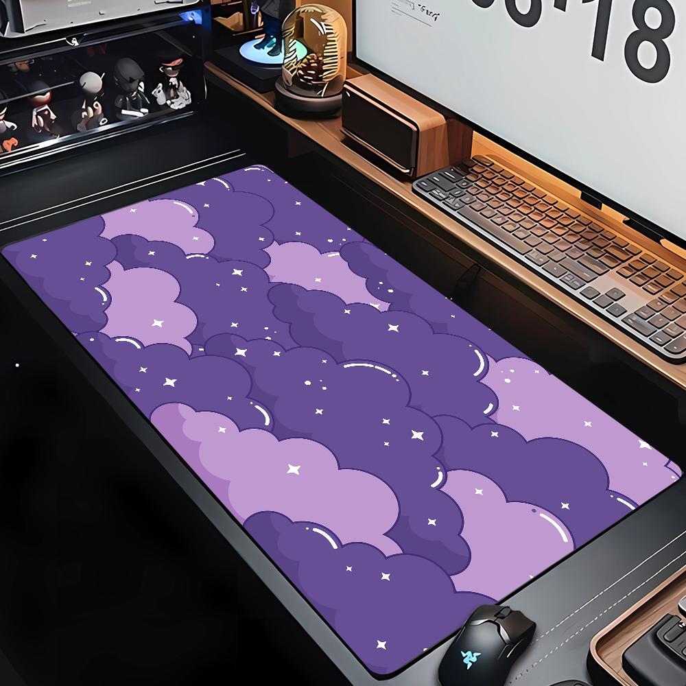Large Size Pink Mousepad Pastel Clouds Desk Mat Kawaii Cartoon Mouse Pad Rubber Table Mat Extended Gaming Lock Edge Keyboard Mat