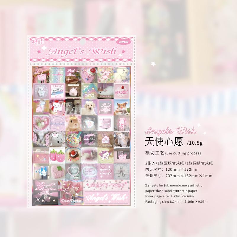 2 Blatt/Beutel Synthetisches Papier Sparkling Fantasy Diary Serie Fantasy Kleine Quadratische Dekorative Aufkleber Für Fotorahmen Kalender