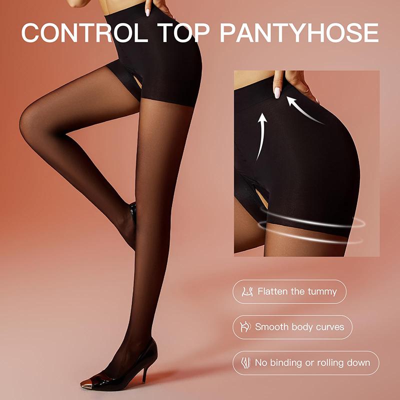 Kave 1 Paar Schrittlose Strumpfhosen für Damen Transparent Sexy Bauchkontrolle 12D Hohe Taille Transparente Strumpfhose Kontrolltop Strumpfhose Strumpf