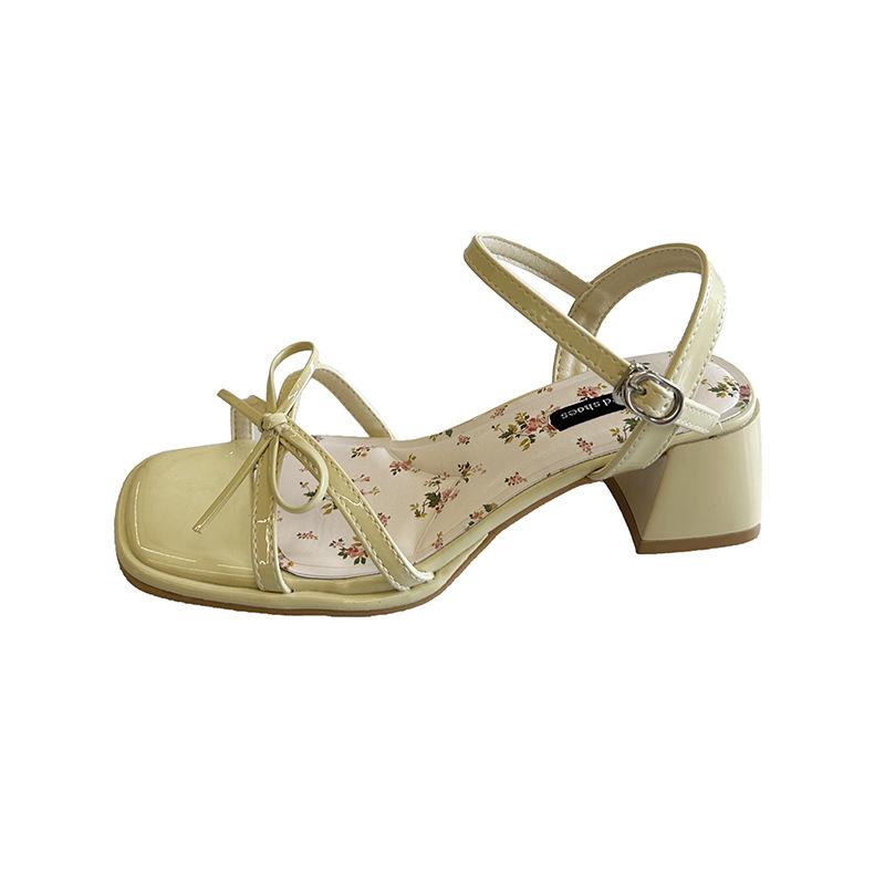 French silver with skirt open-toe with sandals women's 2025 summer new fashion floral thick heel high heels