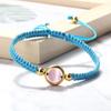 Cat Eye Braided Bracelet Handmade Metal Circle Spacer Chain Adjustable Couple Bracelets Jewelry Gift