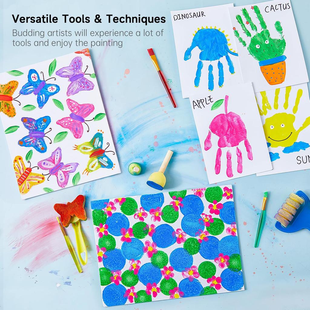 Shuttle Art Finger 14 Includes Doodle and for Finger and Art and Painting Tools Paints, Colors, 53-Piece Set, 60ml, Book, Brush, Palette, Water-Based,