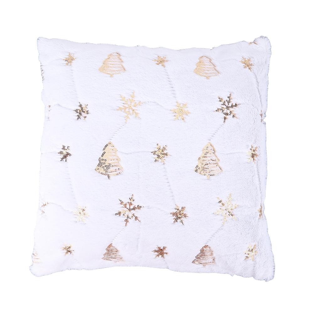 Christmas Tree Snowflake Embroidered Pillowcase Soft Christmas Pattern Throw Pillow Cover for Winter Holiday Decoration