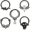 Bobisty 1Pc Stainless Steel Septum Ring Septum Jewelry Daith Piercing Jewelry Daith Earrings for Girls Septum Clicker Black