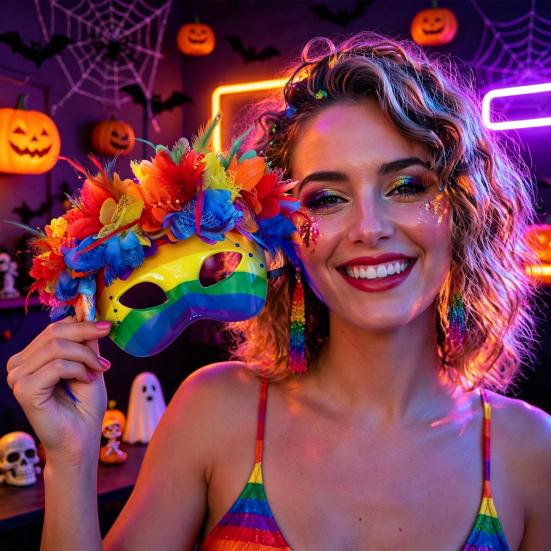 Splendida Maschera Costume di Carnevale Maschera di Mardi Gras per Uomini Donne, Colorata Arcobaleno Mascherata Veneziana Festa di Ballo, Carnevale, Cosplay di Halloween