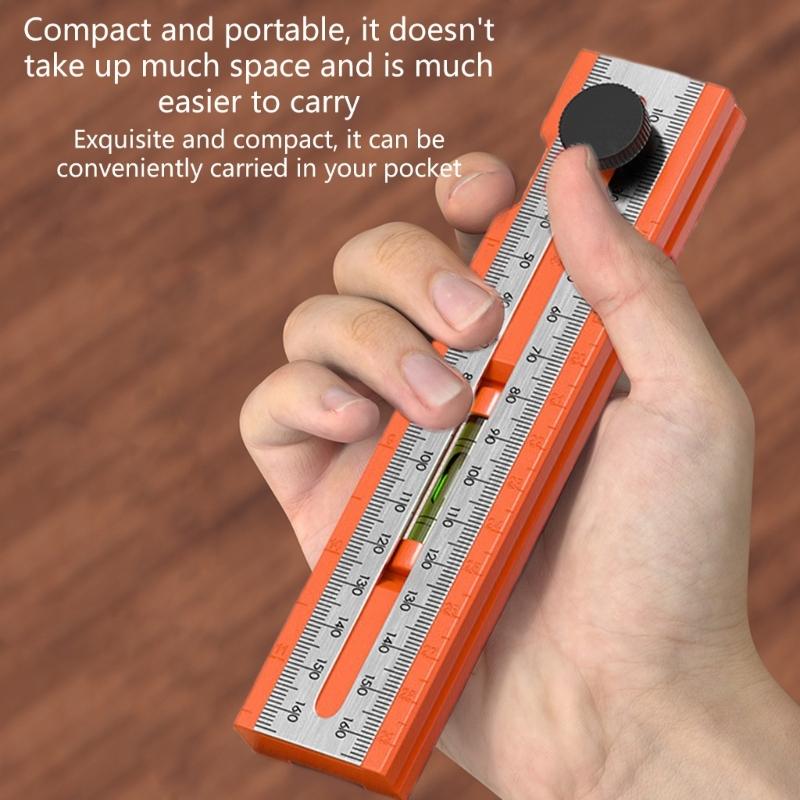 Multifunctional Foldable Angled Ruler Adjustable Positioning Scribing Protractor Marking Depth Measurement Tool Woodwork